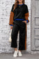 Blackish Green 2pcs Color Block Pullover Loose Pant Set