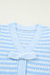 Green Stripe Short Sleeve Knit V Neck Bow Knot Sweater