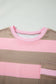 Pink Stripe Striped Colorblock Patch Pocket Split Hem Oversized Long Sleeve Sweatshirt