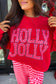 Pink Christmas Slogan Graphic Plaid Contrast Two-piece Pant Set