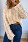 Pink Wavy Detail Hollow Out Knit Long Sleeve Cotton Pullover Sweater