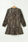 Brown Leopard Print Long Sleeve Short Shift Dress