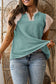 Black Plus Size Contrast Frilled Neckline Ruffled Short Sleeve Ribbed Textured Blouse