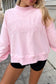 Chestnu COZY Embroidered Long Sleeve Stand Neck Shift Pullover Sweatshirt