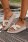 Beige Cutout Design Open Toe Platform Slippers (Run Small, Size Up)
