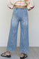 Beau Blue Drawstring Waist Wide Leg Ankle Length Jeans