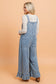 Stripe Distressed Denim Ruffle Wide Leg Overalls