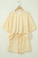 White Exposed Seam Detail Polka Dot Loose Tee Drawstring Shorts Set