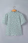 Iceland Blue Floral Textured Jacquard Puff Sleeve Blouse