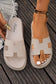 Beige Cutout Design Open Toe Platform Slippers (Run Small, Size Up)