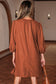 Moss Green Bracelet Sleeve Split Neck Scallop Detail Pleated Corduroy Mini Dress
